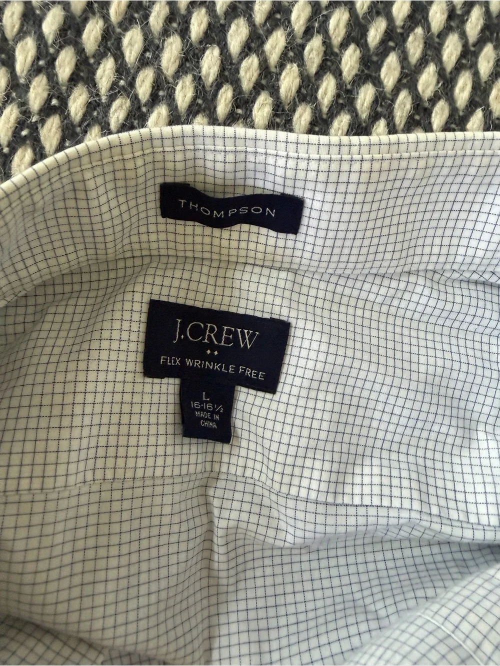 J. Crew Men's White and Light Gray Micro-Stripe Dress Shirt